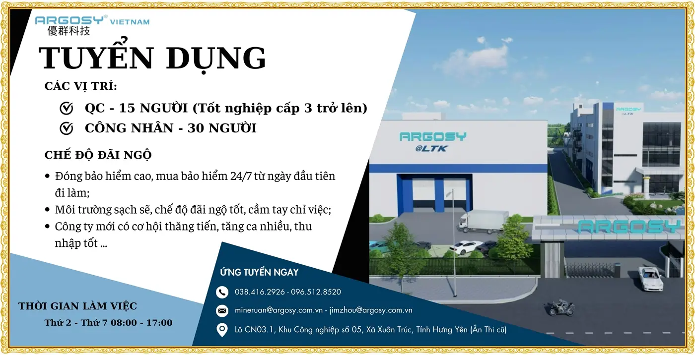 Hưng yên tuyển QC, công nhân