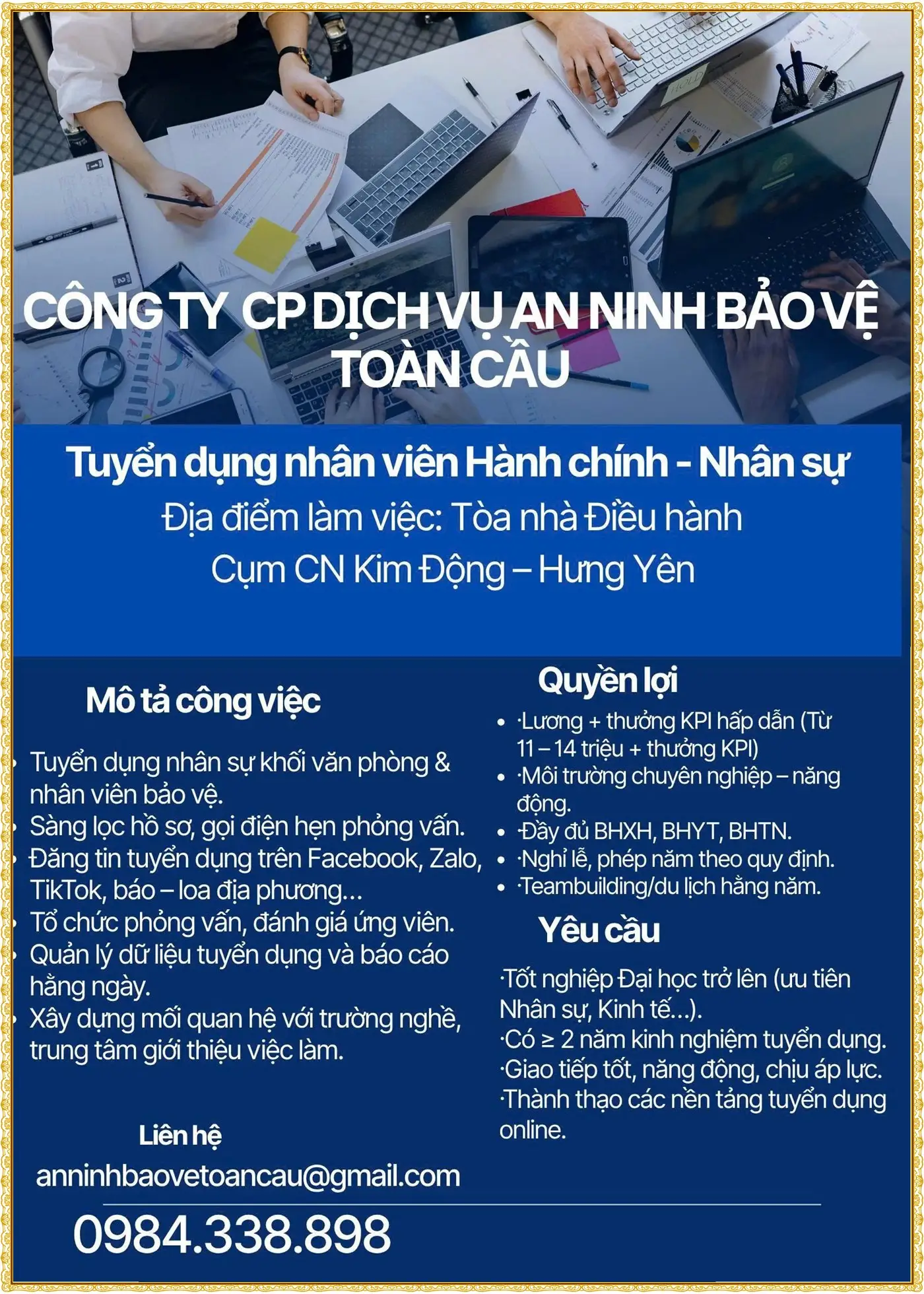 Tuyển dụng nhân viên hành chính nhân sự tại Hưng yên