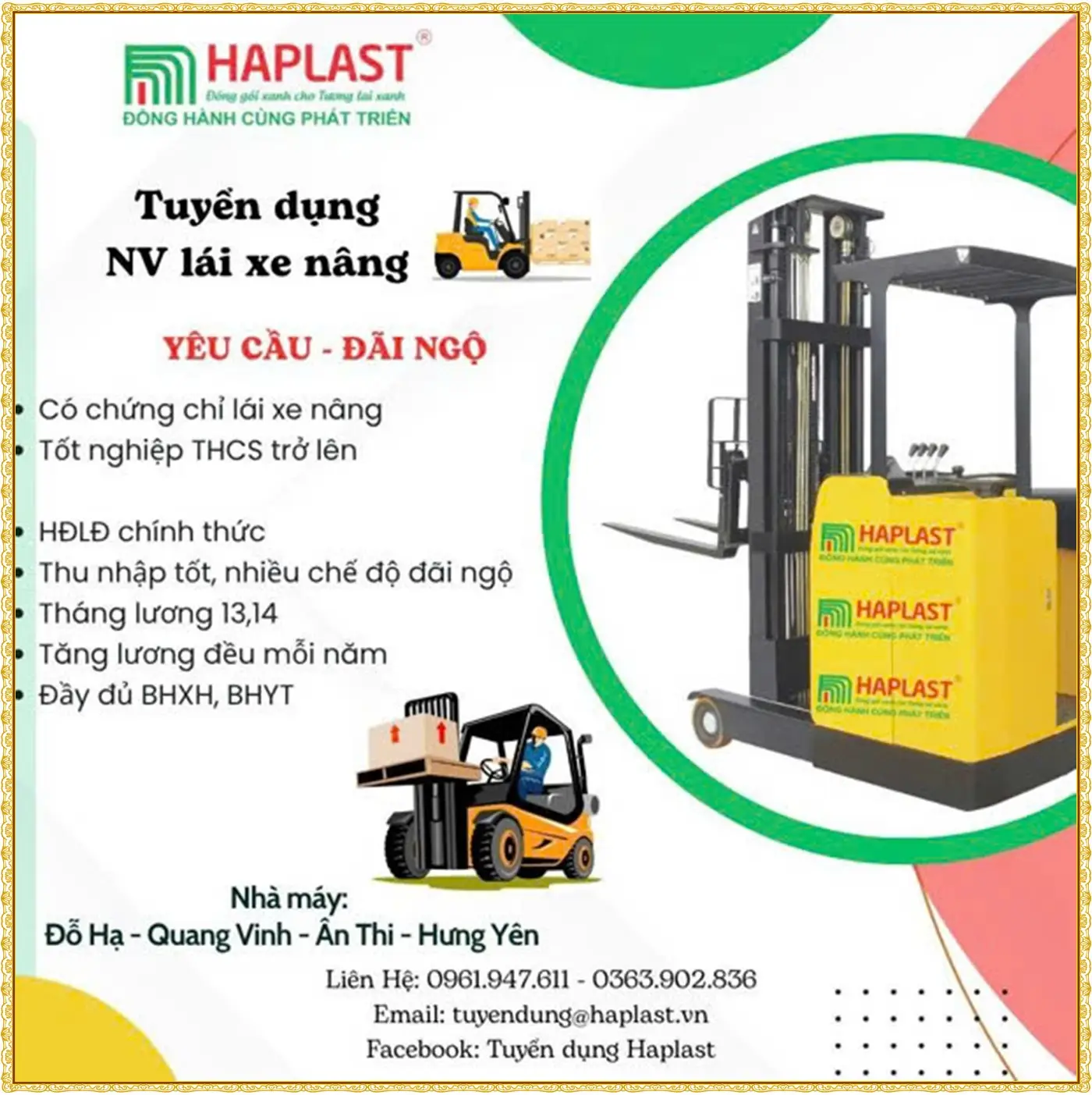 Hưng yên tuyển lái xe nâng