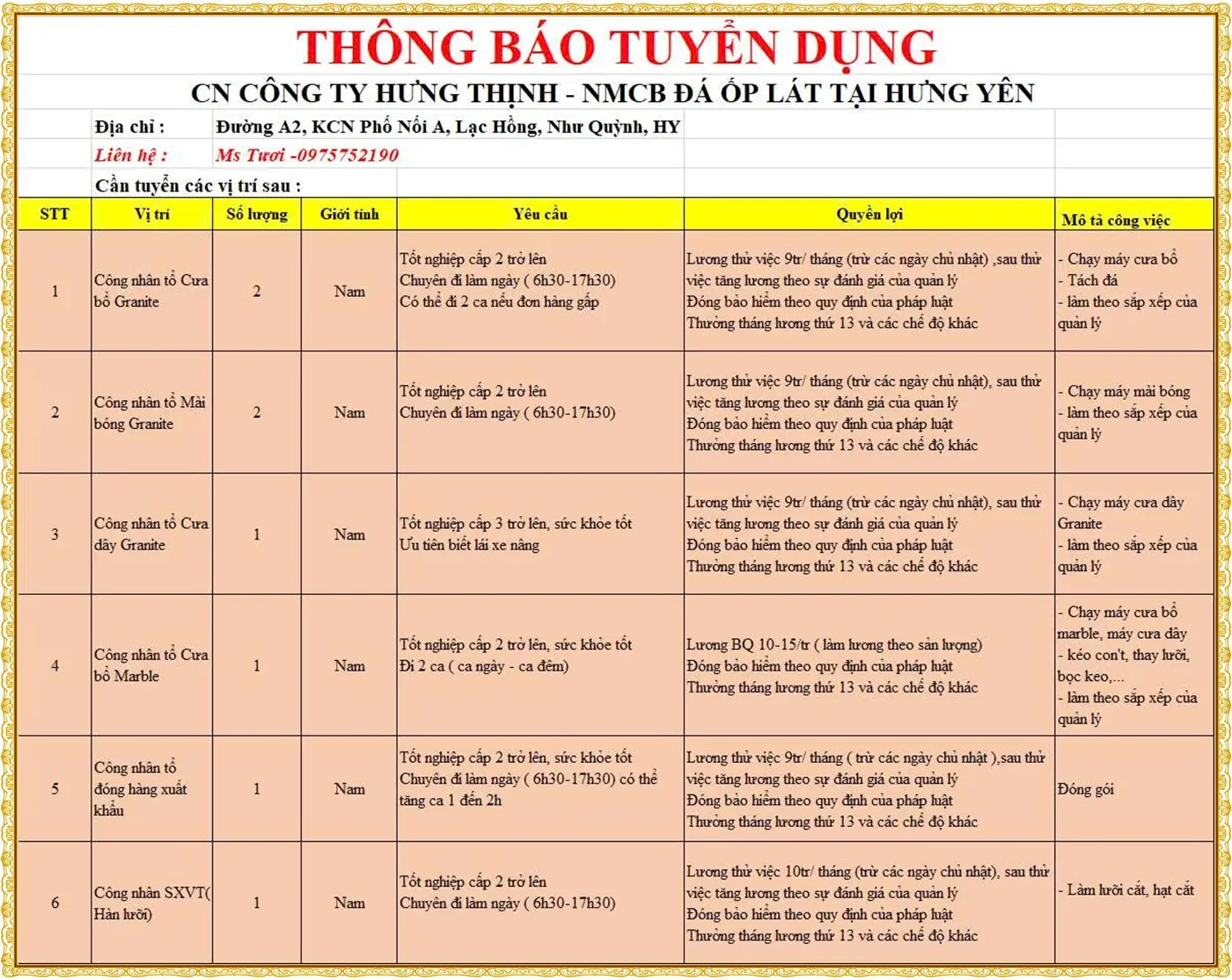 KCN phố nối A tuyển công nhân lương cao