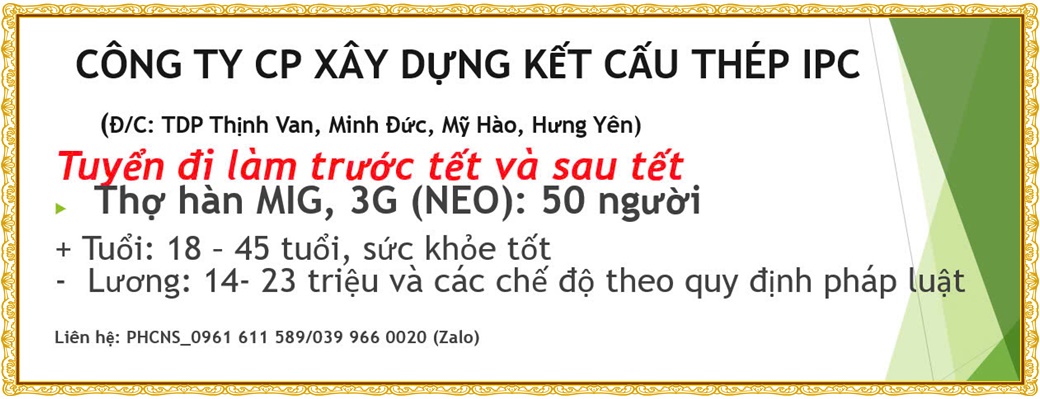 SÀN VIỆC LÀM TRỰC TUYẾN HƯNG YÊN - Miễn trung gian